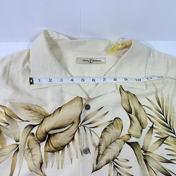 Tommy Bahama 100% Silk Mens XL Ivory Floral Tropical Hawaiian Aloha Short Sleeve - Picture 2 of 12